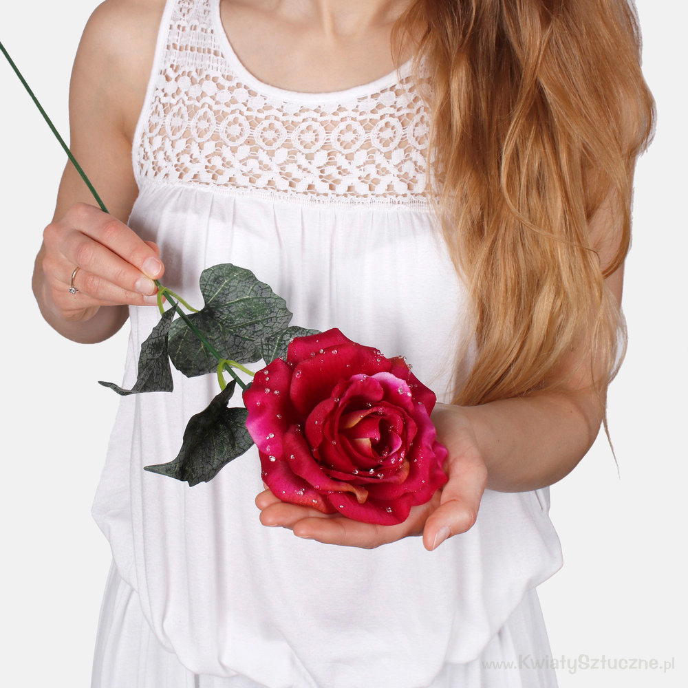 holding a rose stem