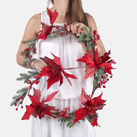 Christmas garland with poinsettias